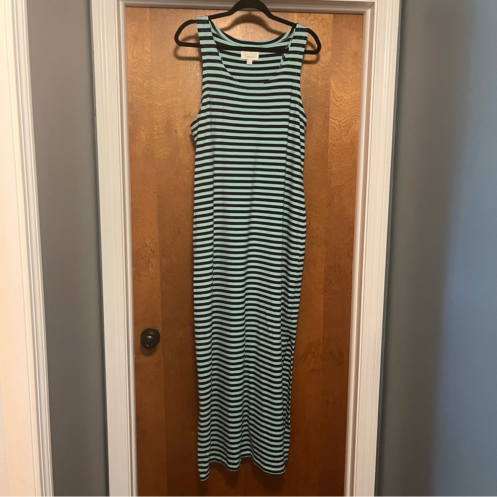 Sail to Sable Striped Sleeveless Maxi Dress. Size Large.